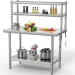 YITAHOME NSF Stainless Steel Table with Overshelves, 30" X 24" Work Table with 30" X 12" Shelf, Metal Table Prep Table for Home Kitchen Restaurant Garage Warehouse