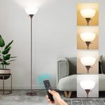 OUTON Dimmable Upligther Floor Lamp with Remote Control, 3000K-6000K Adjustable Color Temperatures, Bulb Included, 1H Timer, LED Bright Tall Torchiere Standing Lamp for Living Room, Bedroom, Office