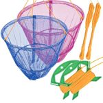 SF 2 Packs Portable Crab Drop Net with Net Bait Bag & Rope & Line Handle for Crabbing Catch Fish Prawn Crayfish Lobster (1 Pink+1 Blue, W30cm x H25cm)