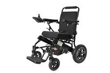 EVOX WC-108 Electric Wheel Chair Regular Foldable Wheelchair/Wheel chair for Old people/Manual Mobility with Wheels/Attendant Controller/Reclining Backrest (Black)