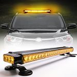 ROUTEKING Strobe Flashing Light Bar - 26.5" 54 LED Double Side High Intensity Automotive Warning Beacon, 12-24V Emergency Flashing Lights with Magnetic Base, for Vehicles Car Truck Roof (Amber)