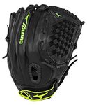 Mizuno GPL1250F1 Prospect Fastpitch Series Right Handed Throw Youth Softball Mitt, Black, 12.50-Inch