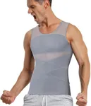 TAILONG Men's Compression Shirt for Body Shaper Slimming Vest Tight Tummy Underwear Tank Top Grey