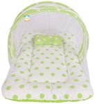 Bantoo Baby Bed New Born Baby Bedding Set | Sleeping Bed | Cotton | Mattress | Mosquito Net | Insect Protector | Boys & Girls | Essential Items | Gifts | Products All | Infants (0-6 M) Green