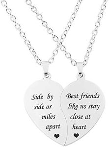 MJartoria BFF Necklace for 2-Valentines Heart Matching Necklace Best Friends Pendant Friendship Necklace Set of 2 Birthday Gifts (Silver, Best friends like us)