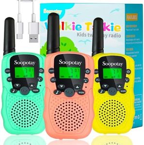 Rechargeable Walkie Talkies for Kids, Toys Gifts for Girls Boys, Kids Games Outdoor Toys for Ages 4-8-12, Built-in Flashlight, Birthday Gifts for 3 4 5 6 7 8 9 10 Year Old Girl Boys