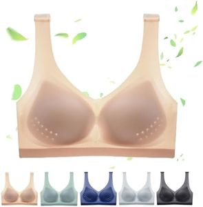 Hohny Strawmeans Bras, Ultra-Thin Ice Silk Lifting Bra, Summer Seamless Ultra-Thin Plus Size Ice Silk Comfort Bra (Skin Color,M)