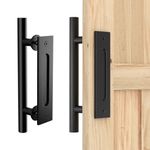 skysen 30cm Sliding Door Handles 1pc Double Sided Available Handles, Heavy Duty Door Handle for Large Sliding Barn Door, Sliding Doors Internal, Wooden Door, Glass Door, Sliding Kitchen Door, Black