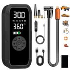 Vulisox Corded/Cordless Tyre Inflator Portable Air Compressor, 6000 mAh 150PSI 12V DC Electric Tyre Pump with LED Lights, Auto Shut-Off, Rechargeable as Power Bank, for Car, Bike, Motorbike, Ball
