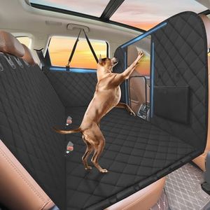 ROUWINNE Back Seat Extender for Dogs-Large Space, High Barrier Hard Bottom Dog Car Seat Cover for Back Seat Hold 420lb, Backseat Protector Pet Bed, Waterproof Dog Hammock for Car SUV and Trucks, Black