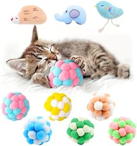 Paw Paw Babe 9 Pcs Cat Balls & Catnip Toys Set - Cartoon Fuzzy Balls, Soft & Lightweight - Kittens Chewing, Kicker Toys - Cat Toys for Indoor Cats - Kitten & Cat Accessories - Pack of 9