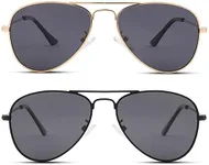 Pro Acme Polarized Kids Aviator Sunglasses, UV400 Protection Metal Frame Unbreakable for Toddlers Age 3-8(Z1 Gold Frame/Grey Lens+Black Frame/Black Lens)