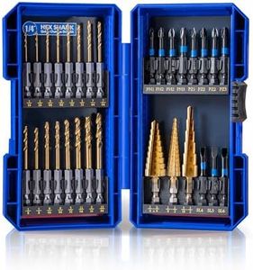 30PCS Impact Driver Bit Set Include Screwdriver Bit Set,Step Drill Bit,Hex Shank Drill Bit with Tough Stackable Case, Idea for Hanging Pictures, Assembling Furniture and Home Tasks