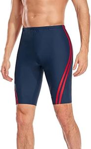 Adoretex Boy's/Men's Splice Athletic Swim Jammer Training Swimsuit (MJ004) - Navy/Red - 30