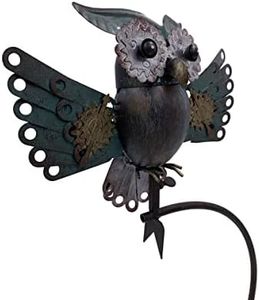 Esschert Staked Metal Mechanical Owl in Flight Rocker, 53" H