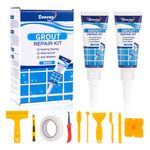 Deuvuo Tile Grout Repair Kit, 12 Pcs White Grout Reviver Set, Epoxy Grout Sealer for Bathroom Shower Kitchen Floor Tile, Fast Drying Grout Whitener, Grout Pen White - Restore and Renew Grout Line