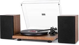 1 BY ONE Bluetooth Turntable Hi-Fi System with 36 Watt Bookshelf Speakers, Vinyl Record Player with Magnetic Cartridge