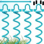 Gray Bunny 10" Ground Anchors Screw in, 4 pk Trampoline Stakes, Trampoline Anchors, Trampoline Anchor Kit, Great for Securing Tents, Canopies, Tarps, Swing Sets, Includes Torque Bar & Carrying Sack