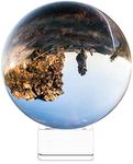 Navaris Crystal Clear Glass Ball - 100mm Transparent K9 Globe for Meditation Divination - Photo Sphere Prop for Art Decor, Photography w/Stand