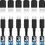 SABRENT [6-Pack 22AWG Premium 3ft USB-C to USB A 2.0 Sync and Charge Cables [Black] (CB-C6X3)