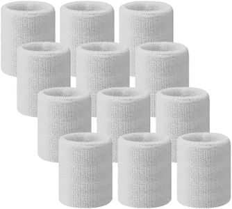 Sports Cotton Absorbent Sweatbands Elastic Wristbands, 6 Pairs White Sports Wristbands Cotton Sweatband Wristbands, Cotton Terry Cloth Wrist Sweatbands