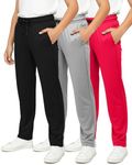 Real Essentials 3 Pack: Boys' Mesh Open Bottom Active Sweatpants with Pockets & Drawstring -Set 9,M(10-12)