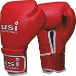 USI UNIVERSAL Boxing Gloves, 612 Reliance Punching Bag Gloves For Boxing, Kickboxing, Muay Thai, MMA, Durable Pu Material, Elasticated Hook & Loop Wrist Closure, Foam Padding (Size 8oz, Color Red)