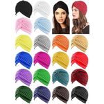 BISMAADH 20 Pieces Stretchy Turban Cap Twisted Head Wraps Chemo India's Hat Head Cover for Women Girl Multicolor