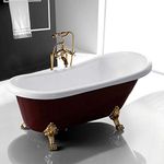 67'' Acrylic Cllawfoot Freestanding Bathtub, Gracefully Shaped Freestanding Soaking Bathtub with The cUPC Certified，Anti-Cracking & Skid, Chroming Brass Overflow and Professional Design Drain