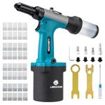 LIBRATON Pneumatic Riveter Kit, Heavy Duty Air Rivet Gun 2.4mm, 3.2mm, 4mm, 4.8mm with 200 Rivets, Professional Pop Riveter Tool for Car Repair, Self-Suction Design