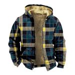 Hoodies Men Men's Winter Heavyweight Warm Sherpa Lined Fleece Plaid Hoodies Jacket Zip Up Thick Coat Big And Tall Hooded Sweatshirt With Pockets Yellow 3X