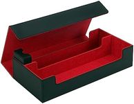 YOZOTI 550+ Card Deck Case for Trading Cards, Leather Magnetic Closure Commander Card Storage Box Magic Card Protectors Fit for YuGiOh, MTG and Sport Cards (Black,Red)