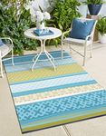 Green Decore Outdoor Reversible Plastic Rug, Recycled, Turquoise Blue/Green, 120 X 180 cm