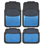 BDK Metallic Rubber Floor Mats for Car SUV & Truck - Semi Trimmable, 2 Tone Color Heavy Duty Protection(Blue/Black)