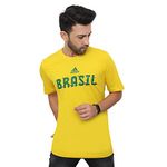 Adidas Men Cotton BRAZIL Tee,Football T-Shirts,TMYELL , Small