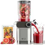 Anybear Cold Press Juicer, 200W Masticating Slow Juicer 4.3" Large Feed Chute Fit Whole Fruits Vegetables | Upgraded Auger | Tritan Materials | BPA Free | Juice Recipes (Silver Orange)