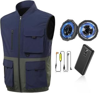 JIAE Cooling Vest with 2 pcs Battery Pack, 3 Fan Modes Air Conditioner Clothes for Construction, Outdoor Work & Activity (US, Alpha, X-Large, Regular, Regular)