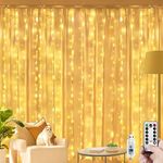 Curtain Lights, Fairy Lights for Bedroom, 300 Led Lights for Room Decor,Window Hanging Christmas Decorations Twinkle Lights, Indoor String Lights for Wedding Xmas Party Diwali Decoration(Warm White)