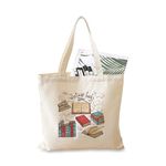 Darkbuck Canvas Tote Bag For Women & Man Printed Aesthetic Shoulder bag Black VINTAGE BOOKS White