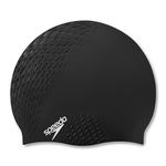 Speedo Unisex Bubble Active+ Swim Cap for Men and Women - Black