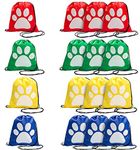 Paw Print Drawstring Backpack - set of 12 reusable bags - Puppy, Patrol and Cat Party Favor Bags