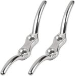 2PCS 113mm Silver Cleat Hooks - Heavy-Duty Stainless Steel Rope Cleats for Flagpoles, Washing Lines, and Outdoor Use, Easy Installation