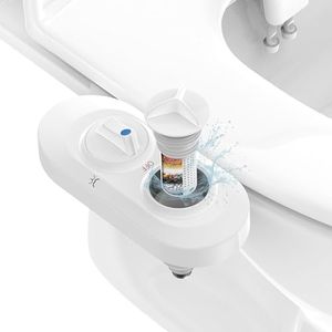 JaxiLano Filtered Bidet Attachment for Toilet Seat, Suitable for Most Toilet Tank, Ultra-Slim Non-Electric Bidet Sprayer,Adjustable Water Pressure,Dual Nozzle Front/Rear Cleaning (White)