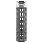 Ello Syndicate Glass Water Bottle with One-Touch Flip Lid, Grey, 20-ounce