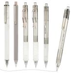 AUAUY 6PCS Gel Pens, Retractable Quick Dry Gel Ink Pen, Pens for Journaling with 6 Refill, Cute Pens, Smooth Writing Pens, 0.5mm Black Ink Pens, Office School Supplies Gifts for Students-Grey