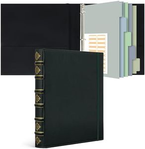 Ospelelf Vintage Hardback 3 Ring Binder 1 Inch, Professional Leather Binder Organizer D Ring Fits 8.5" x 11", 5 Index Dividers with Tabs & Label Stick,Elastic Closure Office Supplies Green
