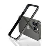 [YMXPY] iPhone14ProMax Aluminum Bumper Case, Metal + Silicone Frame, Dual Layer Construction, Lens Protection, Lightweight, Strap Hole, Shock Resistant (iPhone14ProMax, Black)