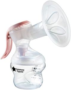 Tommee Tippee Made for Me Single Manual Breast Pump, Strong Suction, Soft Feel, Ergonomic Handle, Portable and Quiet Breastmilk Pump, Baby Bottle Included