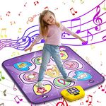 beefunni Dance Mat Toys for 3-10 Year Old Girls, 5 Game Modes Including 3 Challenge Levels, Adjustable Volume Dance Pad with LED Lights, Birthday Gifts for 3 4 5 6 7 8 9+ Year Old Girls (Purple)