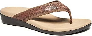 MEGNYA Womens Orthotic Flip Flops, Plantar Fasciitis Sandals for Flat Feet with Arch Support Thong Style Flip Flops, Comfortable Walking Sandals for Beach, Vacation, W9-coffee, 10